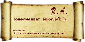 Rosenwasser Adorján névjegykártya
